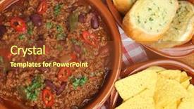  Presentation with tortilla - Slides enhanced with beef chili with tortilla chips and garlic bread background and a tawny brown colored foreground