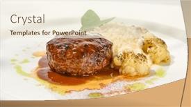  Presentation with meat beef - PPT layouts with beef-cutlet-with-grilled-cauliflower background and a cream colored foreground