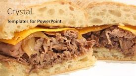  Presentation with dip - Theme having beef-dip-sandwich-with-cheese background and a lemonade colored foreground