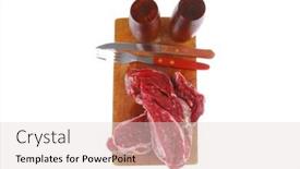  Presentation with cutlery - Audience pleasing PPT theme consisting of beef-fillet-on-plate backdrop and a lemonade colored foreground