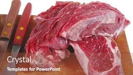  Presentation with cutlery - Amazing slide deck having beef-fillet-on-plate backdrop and a tawny brown colored foreground