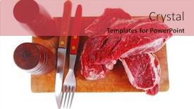  Presentation with cutlery - Beautiful PPT theme featuring beef-fillet-on-plate backdrop and a red colored foreground