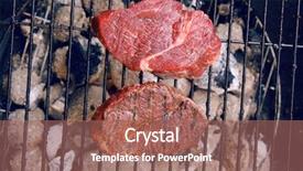 Presentation with charcoal - Slide deck enhanced with beef fillet steak red meat background and a  colored foreground