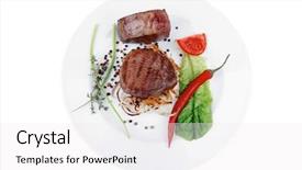  Presentation with red beet root - PPT theme featuring beef fillet with thyme red background and a white colored foreground