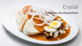  Presentation with onion - Presentation design featuring beef-goulash-with-onion-rings background and a  colored foreground