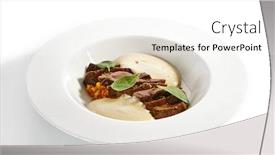  Presentation with main course - Beautiful slides featuring beef-heart-ragout-and-vegetables backdrop and a white colored foreground