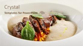  Presentation with main course - Cool new PPT theme with beef-heart-ragout-and-vegetables backdrop and a lemonade colored foreground