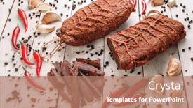  Presentation with beef jerky - Cool new presentation design with beef-jerky-bresaola-dried-beef backdrop and a coral colored foreground