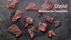  Presentation with beef jerky - Amazing slide deck having beef jerky on old black backdrop and a violet colored foreground
