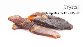  Presentation with beef jerky - Amazing slide deck having beef-jerky-pieces-dried-beef backdrop and a white colored foreground