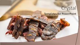  Presentation with meat beef - Beautiful slide deck featuring beef-jerky-pieces-dried-beef backdrop and a lemonade colored foreground