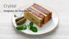  Presentation with japanese food - Colorful slide set enhanced with beef-katsu-sandwich-japanese-food backdrop and a light gray colored foreground