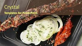  Presentation with hot sauce - Cool new presentation theme with beef kebab with onion and hot red sauce backdrop and a tawny brown colored foreground