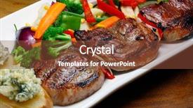  Presentation with kebab - Slide deck consisting of beef kebab with template - brazilian background and a tawny brown colored foreground