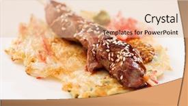  Presentation with kebab - Slide set consisting of beef kebab with vegetables background and a lemonade colored foreground