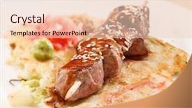  Presentation with kebab - Amazing presentation theme having beef kebab with vegetables backdrop and a lemonade colored foreground