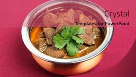  Presentation with stainless steel - PPT theme consisting of north indian food - beef korma in a stainless background and a coral colored foreground