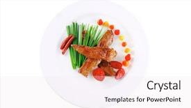  Presentation with fresh meat - PPT theme with beef meat fillet with vegetables background and a white colored foreground