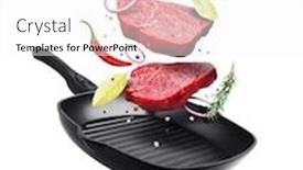  Presentation with meat beef - Beautiful presentation design featuring beef-meat-flying backdrop and a white colored foreground