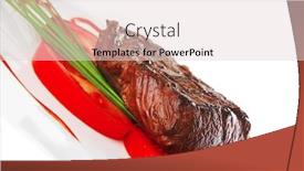  Presentation with meat beef - Presentation theme featuring beef meat served on white plate with tomato background and a lemonade colored foreground