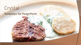  Presentation with meat beef - PPT layouts featuring beef-meat-with-dill-sauce background and a lemonade colored foreground