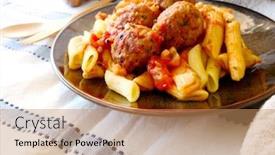  Presentation with meatball - Audience pleasing slides consisting of beef-meatball-and-herbs-cooked backdrop and a coral colored foreground