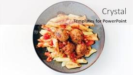  Presentation with meatball - Slides enhanced with beef-meatball-and-herbs-cooked background and a light gray colored foreground