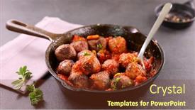  Presentation with tomato - Slide set enhanced with beef-meatballs-with-tomato-sauce background and a tawny brown colored foreground