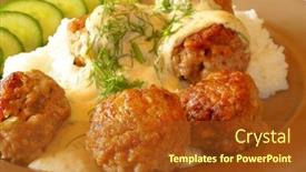  Presentation with beef - Colorful PPT theme enhanced with beef-meatballs-with-white-dill backdrop and a tawny brown colored foreground