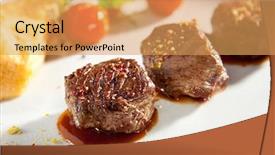  Presentation with roast sirloin beef - Presentation design featuring beef medallions with roasted vegetable background and a  colored foreground