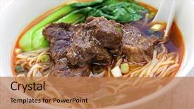  Presentation with asian noodle soup in a - Colorful theme enhanced with beef noodle soup chinese taiwanese backdrop and a coral colored foreground