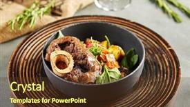  Presentation with bone marrow - PPT theme consisting of beef on the bone stew background and a tawny brown colored foreground
