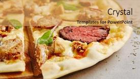  Presentation with meat beef - Presentation design featuring beef pork lamb figs yeast background and a yellow colored foreground