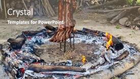  Presentation with ground beef - Colorful slide set enhanced with beef-rib-barbecue-with-ground backdrop and a gray colored foreground