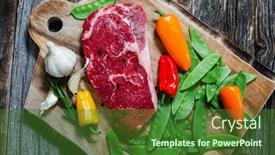  Presentation with cutting board - Audience pleasing slide set consisting of beef-rib-club-steak-bonles backdrop and a forest green colored foreground