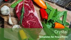  Presentation with cutting board - Presentation design having beef-rib-club-steak-bonles background and a forest green colored foreground