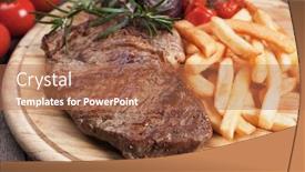  Presentation with french fries - Colorful presentation design enhanced with beef rib-eye steak backdrop and a coral colored foreground