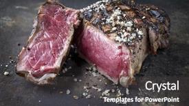  Presentation with sheet metal - Slides having beef ribs - barbecue rib eye steal background and a dark gray colored foreground
