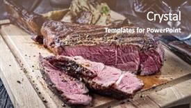 Presentation with barbecue boat - Beautiful theme featuring beef ribs - barbecue tomahawk steak on cutting backdrop and a violet colored foreground