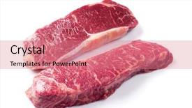  Presentation with scroll paper isolated on white - Theme having beef ribs - raw striploin steak isolated background and a coral colored foreground