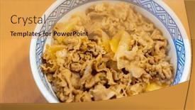  Presentation with japanese food - Presentation theme having beef-rice-bowl-of-japanese background and a yellow colored foreground