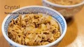  Presentation with japanese food - Presentation consisting of beef-rice-bowl-of-japanese background and a yellow colored foreground