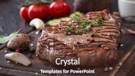  Presentation with beef - Presentation theme enhanced with beef rump steak on black background and a tawny brown colored foreground