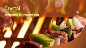  Presentation with grill - Presentation featuring kabob - beef shish kababs background and a tawny brown colored foreground