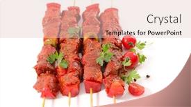  Presentation with beef - Slide set enhanced with beef skewer marinated on white background and a lemonade colored foreground