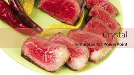  Presentation with cucumbers - PPT layouts featuring beef-slices-with-pepprs background and a coral colored foreground
