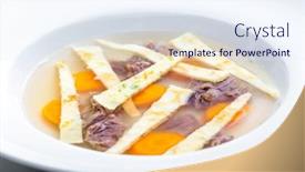  Presentation with noodles - Presentation theme consisting of beef-soup-with-celestine-noodles background and a sky blue colored foreground