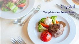  Presentation with green plate - Presentation theme featuring beef stake with steamed green background and a sky blue colored foreground