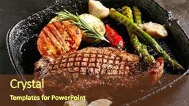  Presentation with beef steak bbq strip steak - Audience pleasing PPT layouts consisting of beef steak - bbq strip steak backdrop and a tawny brown colored foreground