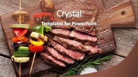  Presentation with steak - PPT theme enhanced with beef steak and grilled vegetables background and a red colored foreground